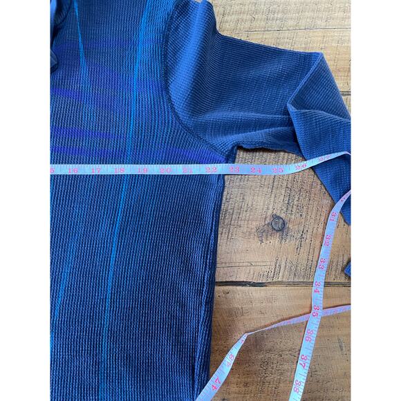 Mens Armani Exchange Blue Long Sleeve Waffle Knit Henley‎ Sleeve Buttons Size L - Picture 7 of 9